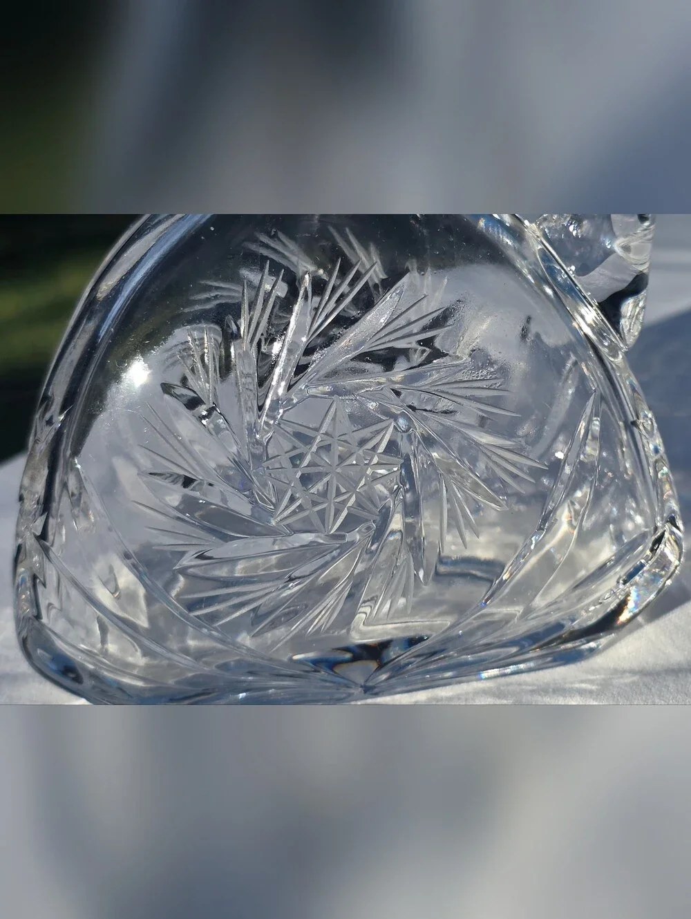 Vintage Cut Crystal Oil Vinegar Cruet Pinwheel Hobstar 4.75” No Stopper